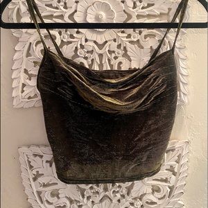 Gold Cowl Neck Crop Top